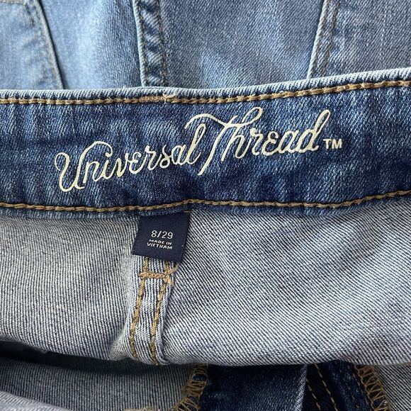 Universal Thread SZ 16/33 High-Rise Midi Jean Shorts Distressed Stretch Cuffed - Picture 4 of 7